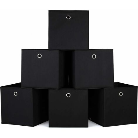 MVPOWER 6er boîte de rangement ensemble de tissu boîte pliante panier de rangement étagère boîte étagère paniers boîte de commande boîte en tissu caisse de rangement pour Kallax 30x30x30cm noir