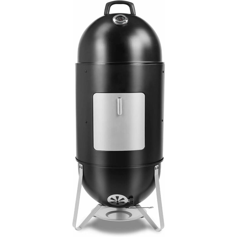 Affumicatore Barbecue, 3 in 1, Barbecue a Carbone con Ciotola Dell'acqua, Barbecue di Grande Capacità, 2 Griglie per Griglia e Termometro, Smoker con
