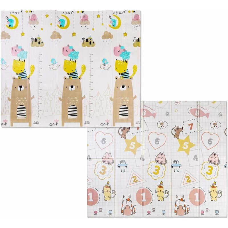 

Alfombra de Juego para Niños de 200x180x1cm, Alfombra de Espuma XPE, Antideslizante, Plegable Portátil, Impermeable en ambos lados(Oso) - Mvpower