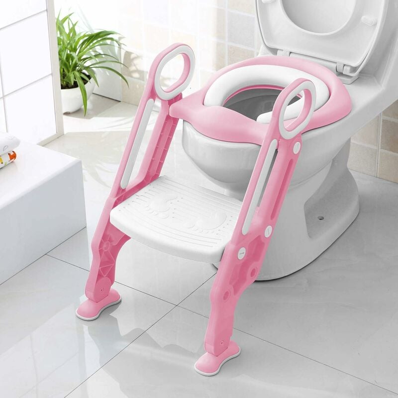 

MVPOWER Asiento de inodoro para niños plegable y ajustable, Reductor de inodoro para bebés con escalones anchos, Asiento de inodoro cómodo Materiales