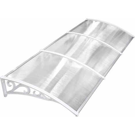 MVPOWER Auvent de Porte, Blanc Auvent Marquise, Marquise de Porte d'entrée en Polycarbonate Transparent, Marquise Solaire Porte Terrasse Toit Abri Protection Contre La Pluie et UV (27098.5, blanc)