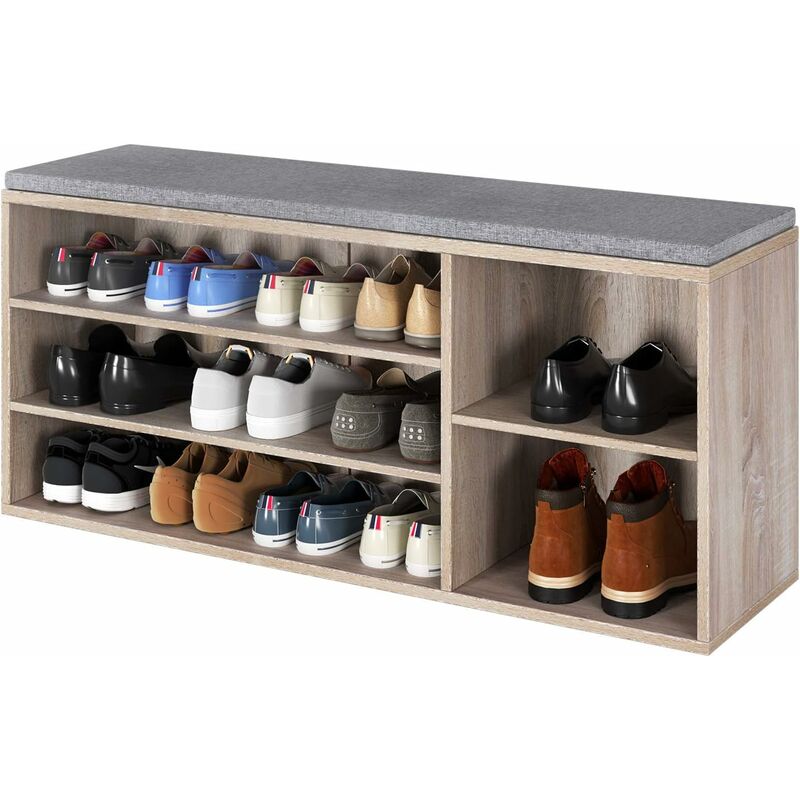 

Banco zapatero para recibidor 3 niveles Cojines para estantes Cómoda de madera de roble 105x30x48cm - Mvpower