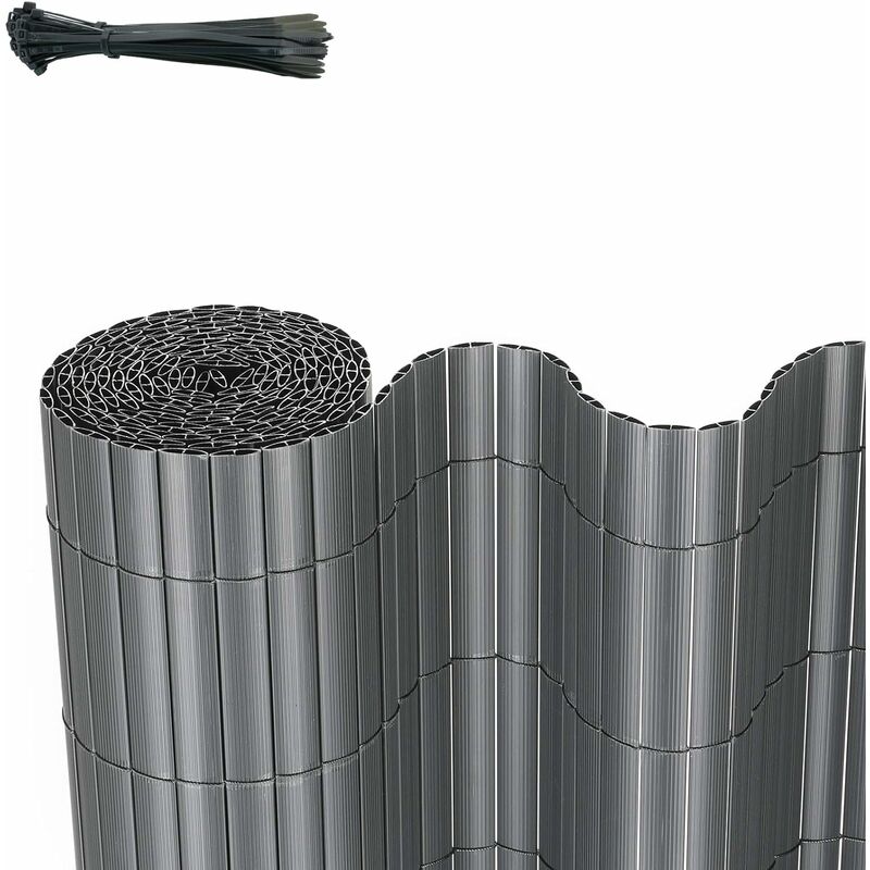 

Biombo de PVC de plástico reforzado para jardines, balcones y terrazas, con bridas, 90x300cm, gris - Mvpower