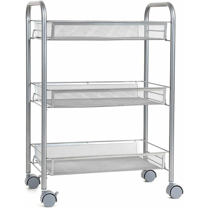 

MVPOWER Carrito de cocina Carrito de servicio Carrito de ahorro de espacio Estante de nicho de metal con ruedas para cocina, baño y oficina 3 niveles