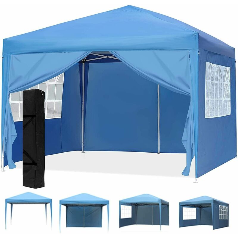 

MVPOWER Deuba Pabellón plegable Azul 3x3m Cenador con cremallera y ventana carpa de jardín