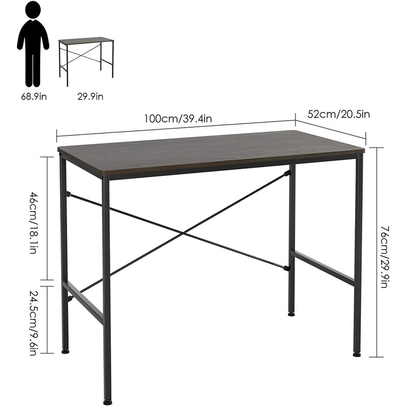 

Escritorio Mesa de computadora Mesa de trabajo Mesa de escritorio Madera metal estable para sala de estar, oficina, oficina, estudio, juegos en