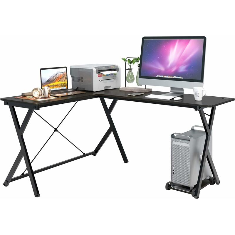 

MVPOWER Escritorio para computadora Escritorio de esquina Escritorio en forma de L Mesa para PC Mesa de juego Mesa de esquina Mesa de trabajo Mesa de