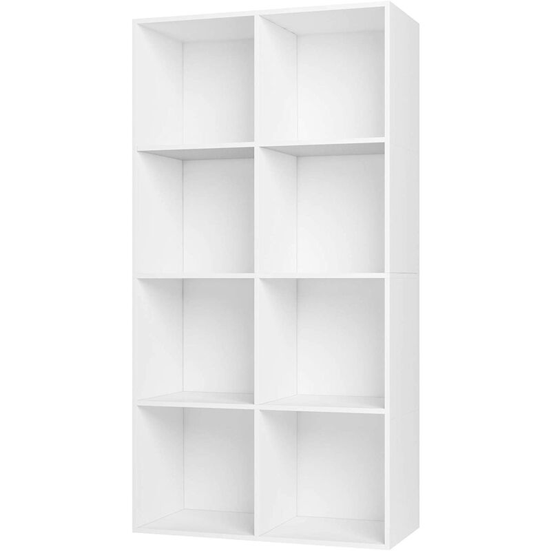 

Estantería para libros Estantería para libros Almacenamiento de madera para sala de estar Oficina de diseño (Blanco, 8 compartimentos) - Mvpower