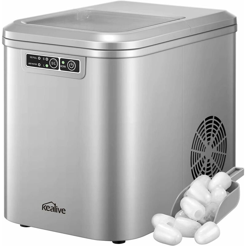 

Ice Maker, Ice Maker, 12 kg / 24 horas, 500 vatios, listo en 6-13 minutos, tanque de agua de 2,2 L, pantalla LED con temporizador, con pala para
