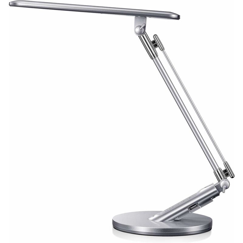 

Lampara de Escritorio LED, 14 W, Lampara de Oficina, Lampara de Mesa, 4 Colores y 7 Niveles de Brillo, Regulable, Función de Memoria, Control Táctil,