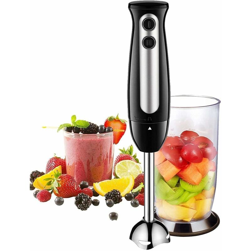 

Licuadora de mano , domo con 2 cuchillas y protector contra salpicaduras, vástago de acero inoxidable desmontable, mango ergonómico, jarra sin BPA de