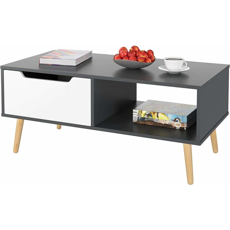 

Mesa de centro escandinava para sala de estar, mesa de centro de madera para escritorio de TV, 100 x 49,5 x 43 cm - Mvpower