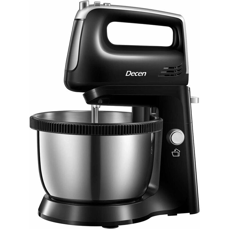 

Mezclador de cocina eléctrico 2 en 1 con bol giratorio de 5 velocidades de 3,5 l con función turbo, robot de cocina con 2 batidores y 2 ganchos