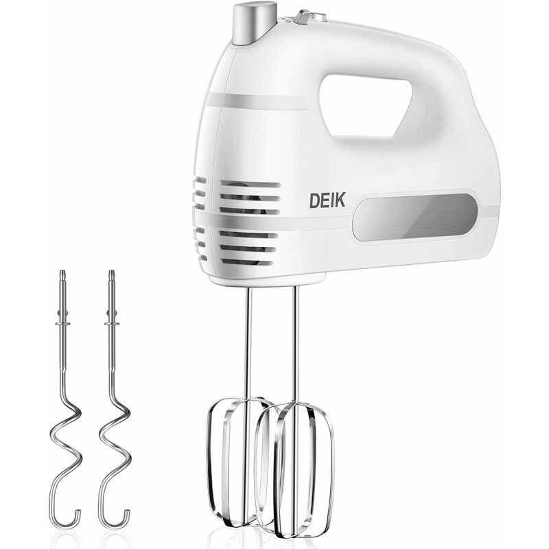 

Mezclador de mano eléctrico | Batidora de mano multiusos con 2 batidores, 2 ganchos amasadores de acero inoxidable | 6 velocidades más nivel turbo |