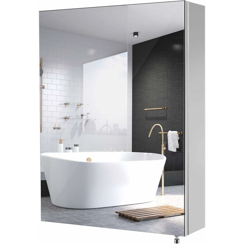 

Mueble de baño Mueble de pared con espejo de acero inoxidable 45x60x13cm - Mvpower