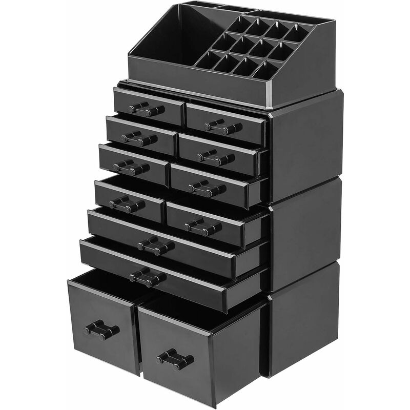 

Organizador de maquillaje, caja de almacenamiento de cosméticos, cajones acrílicos apilables, caja de exhibición de almacenamiento combinable para