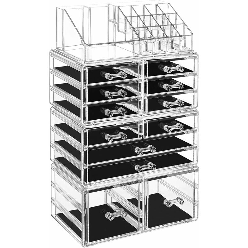 

Organizador de maquillaje Caja de almacenamiento de cosméticos Cajones de acrílico transparente apilables, combinables y transparentes Caja de