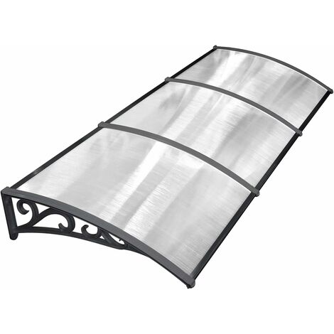 main image of "MVPOWER Pensilina Tettoia per Porta Balcone Esterno Tenda da Veranda Pensilina Alveolare in Policarbonato (270*98.5cm, Nero)"