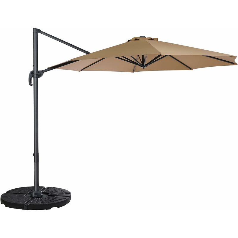 

Sombrilla 300 cm con funda protectora y poste, giratoria 360 °, estructura Aluminio / Hierro, UV50 +, 200 g / m² (Taupe) - Mvpower