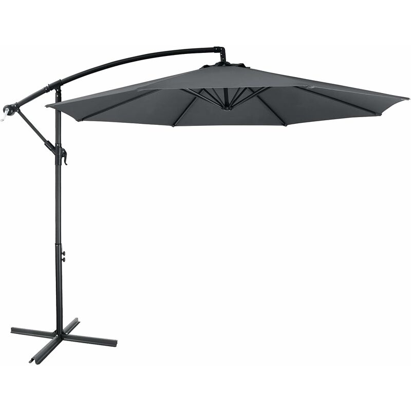 

MVPOWER Sombrilla , 300 cm con manivela y base, inclinable, UV50 +, 180 g / m² (gris)