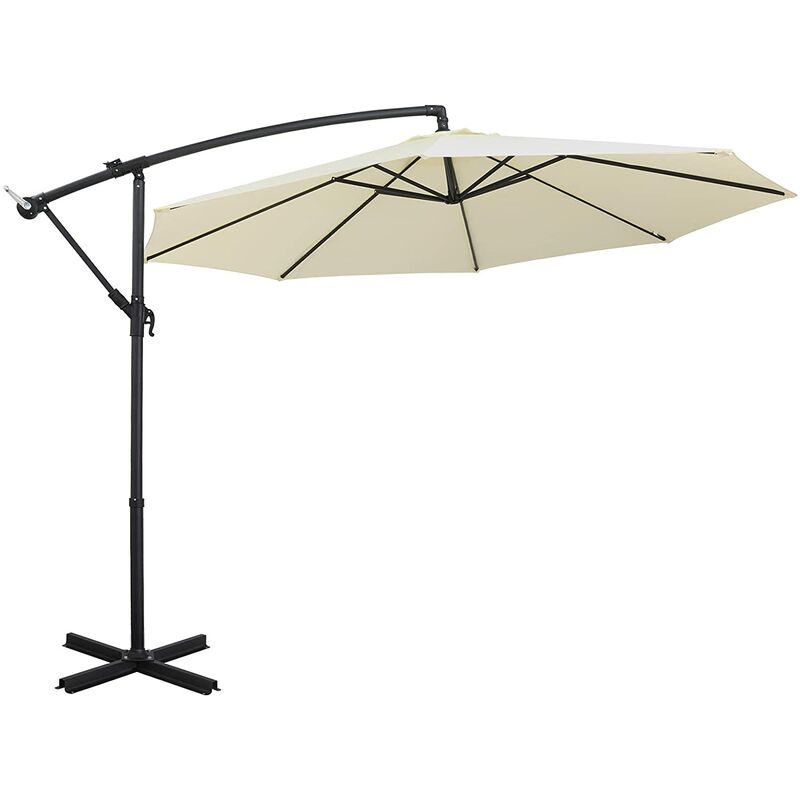 

Sombrilla 300 cm con manivela y base, sombrilla UV50 +, 180 g / m² (Beige) - Mvpower