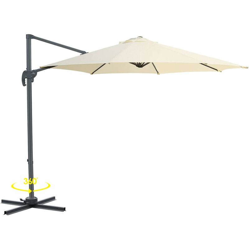 

Sombrilla compensada , 300 cm, UV 50+, con soporte cruzado, Sombrilla giratoria con inclinación de 360 ​​°, （Beige） - Mvpower