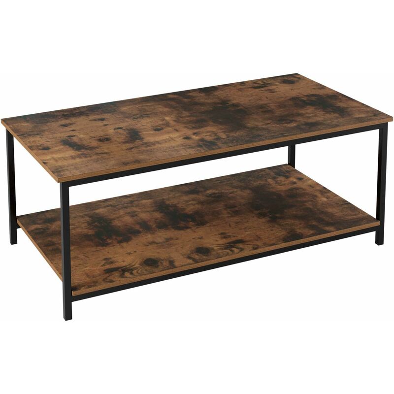 MVPOWER Table basse Table de salon avec étagère structure en métal solide noir vintage