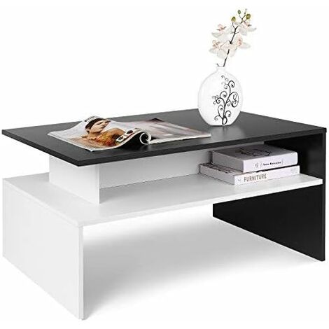 MVPOWER table basse table de salon table d'appoint table en bois table basse bois 90x50x43cm