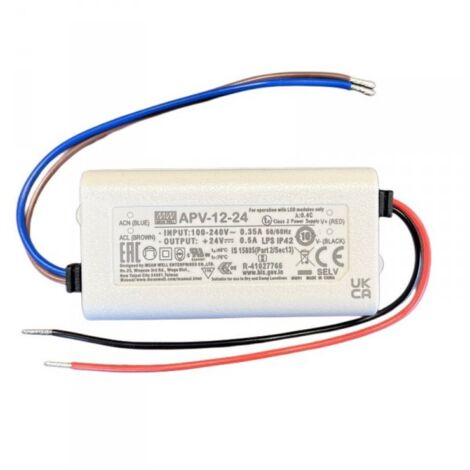 MW MEAN WELL APV-12-24 Alimentatore 12W 24V 0,5A IP30 Input 220V e 110V