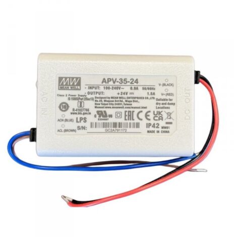 MW MEAN WELL APV-35-24 Alimentatore 35W 24V 1,5A IP30 Input 220V e 110V
