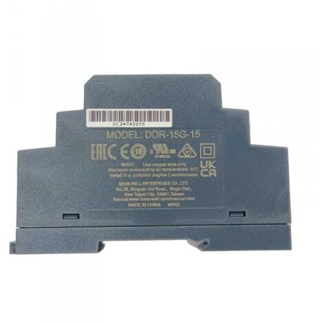 MW MEAN WELL DDR-15G-15 Convertitore tipo DC-DC per Guida DIN Input 9-36V Output 15V 1A 15W