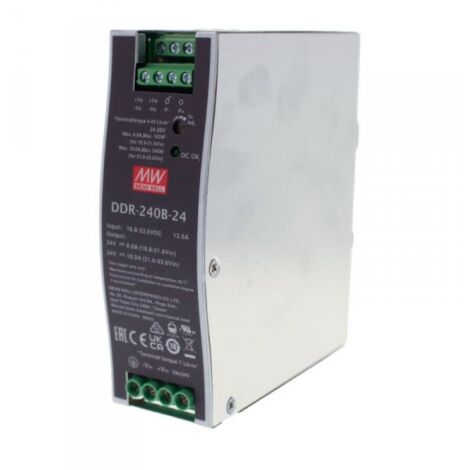 MW MEAN WELL DDR-240B-24 Convertitore tipo DC-DC per Guida DIN Input 16,8-33,6V Output 24V 10A 240W