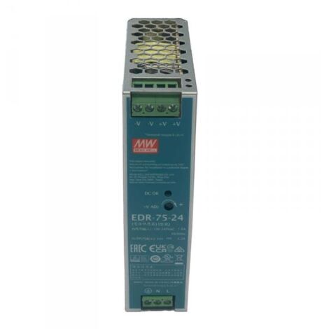 MW MEAN WELL EDR-75-24 Trasformatore Rotaia Industriale 24V 75W 3,2A Barra Guida DIN Input 220V 110V
