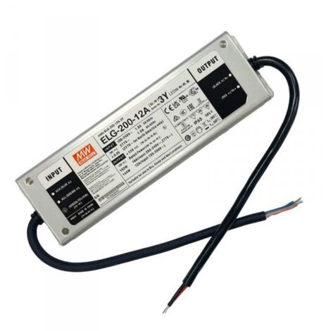 MW MEAN WELL ELG-200-12A-3Y Alimentatore IP67 200W 12V 16A Input 220V e 110V