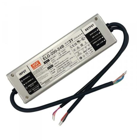 MW MEAN WELL ELG-200-24B-3Y Alimentatore Dimmerabile 0-10V PWM Resistenza IP67 200W 24V 8,4A Input 220V e 110V