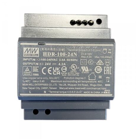 MW MEAN WELL HDR-100-24N Alimentatore Guida DIN 100W 24V 4,2A Input 220V e 110V