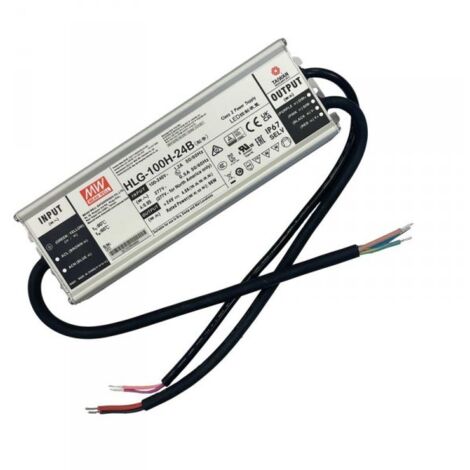MW MEAN WELL HLG-100H-24B Alimentatore Led Driver CC CV Dimmerabile 96W 24V 4A IP67 Input 220V 110V