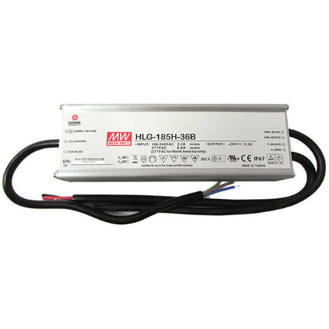MW MEAN WELL HLG-185H-12B Led Driver Corrente Costante CC 13A 6-12VDC Alimentatore Voltaggio Costante CV 12V 156W Dimmerabile 1-10V PWM