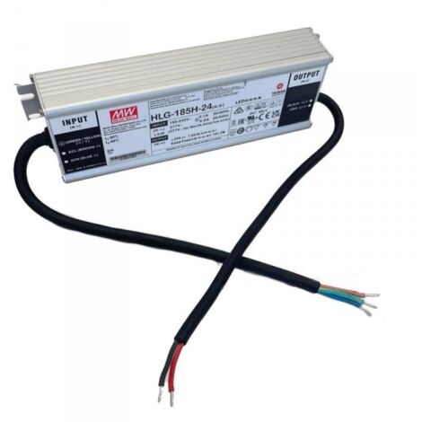 MW MEAN WELL HLG-185H-24 Alimentatore Led Driver CC CV 185W 24V 7,8A IP67 Input 220V 110V