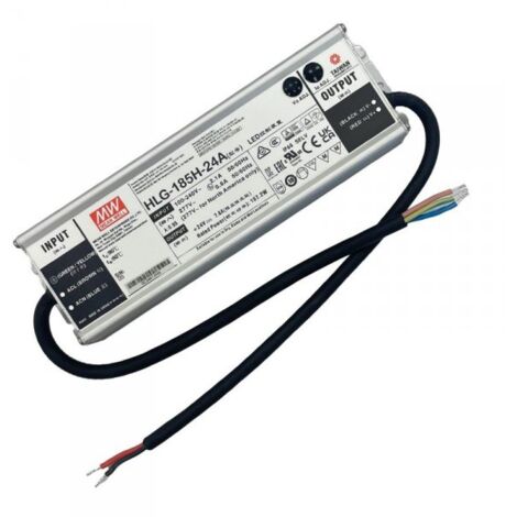 MW MEAN WELL HLG-185H-24A Alimentatore Led Driver CC CV 185W 24V 7,8A IP67 Input 220V 110V