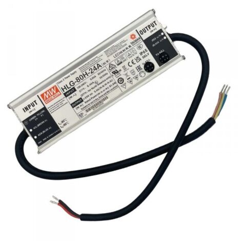 MW MEAN WELL HLG-80H-24A Alimentatore Led Driver CV CC IP67 80W 24V 3,4A Input 220V e 110V