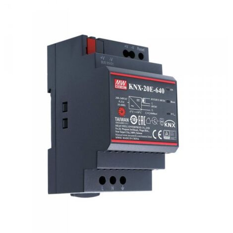 MW MEAN WELL KNX-20E-640 Alimentatore KNX 30V 640 mA 19,2W Konnex Per Guida DIN Binario