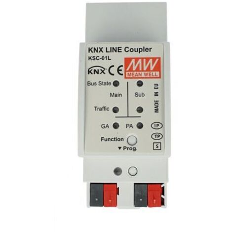 MW MEAN WELL KSC-01L Accoppiatore di Linea Area KNX Konnex TP Media Coupler Repeater Per Guida DIN Binario