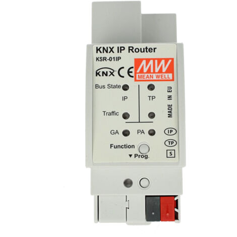 MW MEAN WELL KSR-01IP Router IP Accoppiatore Linea Area KNX Konnex IP RJ45 Ethernet Con Guida DIN Binario
