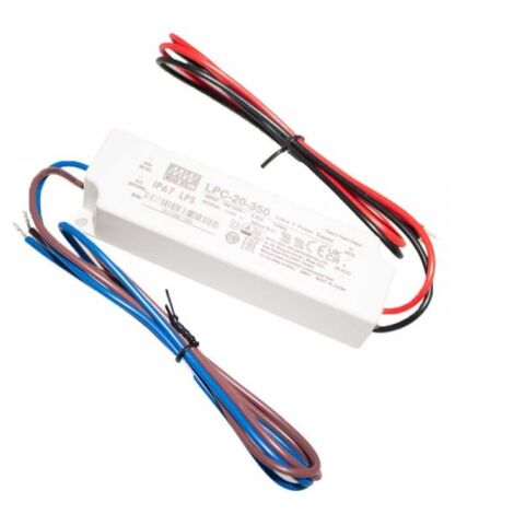 MW MEAN WELL Led Driver CC LPC-20-350 IP67 Output 17W 48V 350mA Input 100-240V 0,55A Corrente Costante