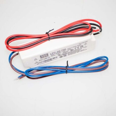 MW MEAN WELL Led Driver CC LPC-20-700 IP67 Output 21W 30V 700mA Input 100-240V 0,55A Corrente Costante