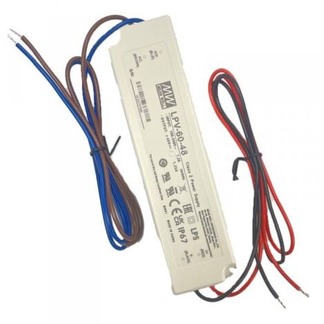 MW MEAN WELL LPV-60-48 Alimentatore Trasformatore CV 60W 48V 1,25A Impermeabile IP67 Input 220V e 110V