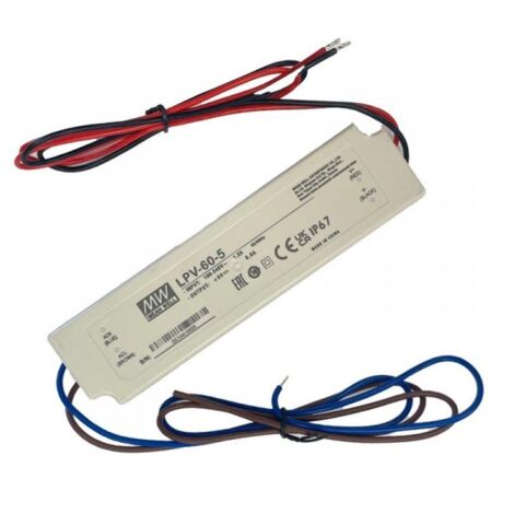MW MEAN WELL LPV-60-5 Alimentatore Trasformatore CV Impermeabile IP67 5V 40W 8A Input 220V e 110V
