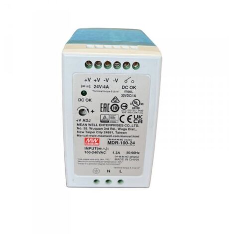 MW MEAN WELL MDR-100-24 Alimentatore Guida DIN 100W 24V 4A Input 220V e 110V