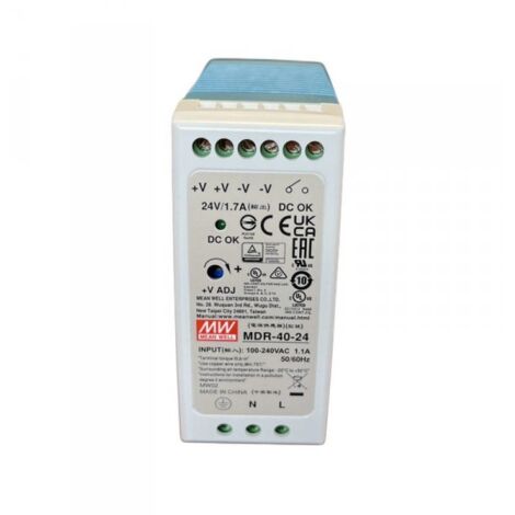 MW MEAN WELL MDR-40-24 Alimentatore Guida DIN 40W 24V 1,7A Input 220V e 110V